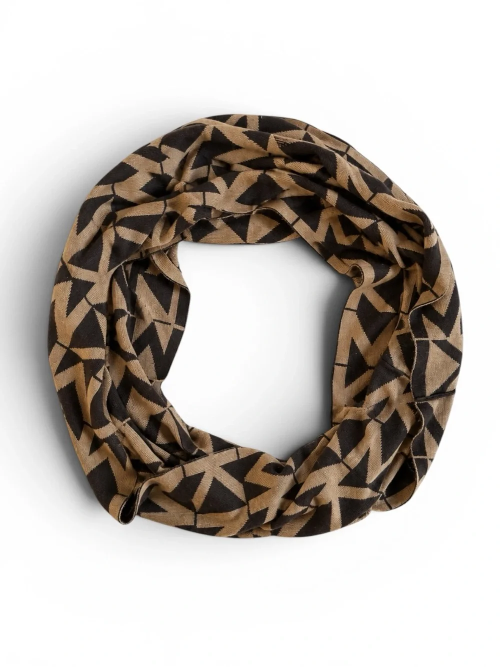 Michael Kors MK Logo Infinity Scarf Brown Tan Monogram Cozy Knit OS